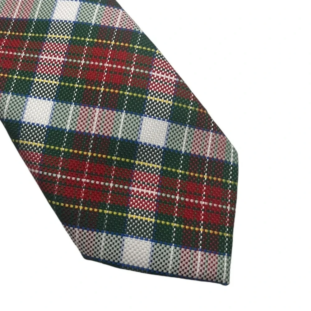Tommy Hilfiger Holiday Tartan Tie Boys Red Multi‎ Bar Tack Keeper Loop Holiday